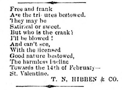 Valentine poem from T.N. Hibben & Co.