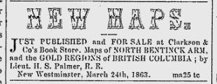 George Clarkson, as partner of Hibben & Carswell, runs Colonial Bookstore (New Westminster) as Clarkson & Co.