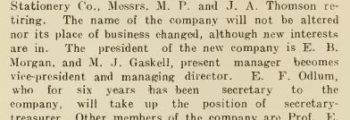 Thomson Stationery sold to Gaskell, Odlum, Stabler