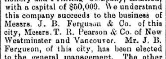 J.B. Ferguson, T.R. Pearson, David Robson, and J.A. Hart form B.C. Stationery and Printing Co.
